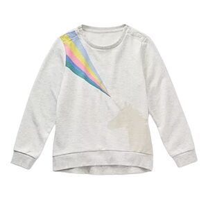 There Abouts Unicorn Rainbow Stripe Long Sleeve Fleece Sweatshirt Size S